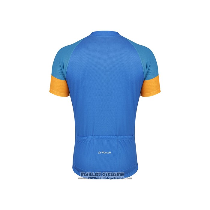 2021 Maillot Cyclisme de Marchi Jaune Bleu Manches Courtes et Cuissard